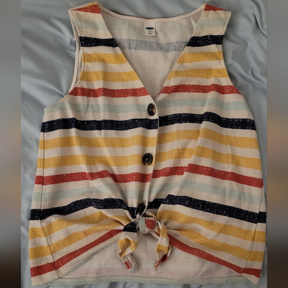 Old Navy Multicolor Striped Button-Down Tank Top